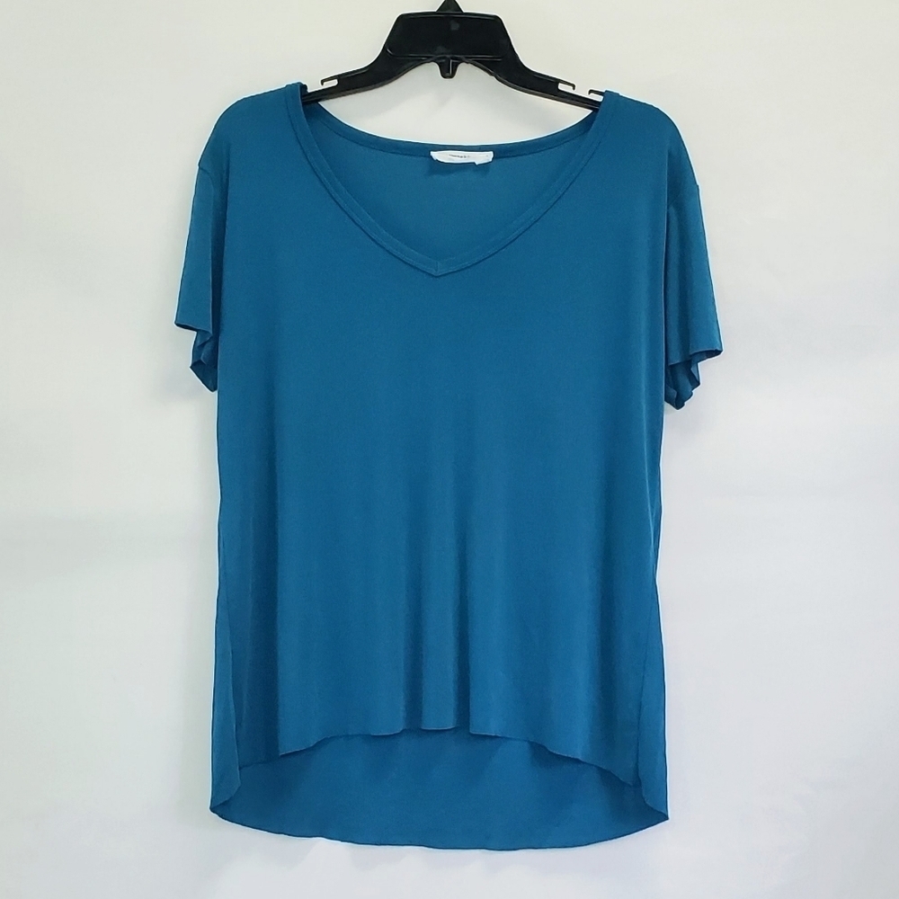 Double Zero Solid Blue Short Sleeve Top - Picture 2 of 5